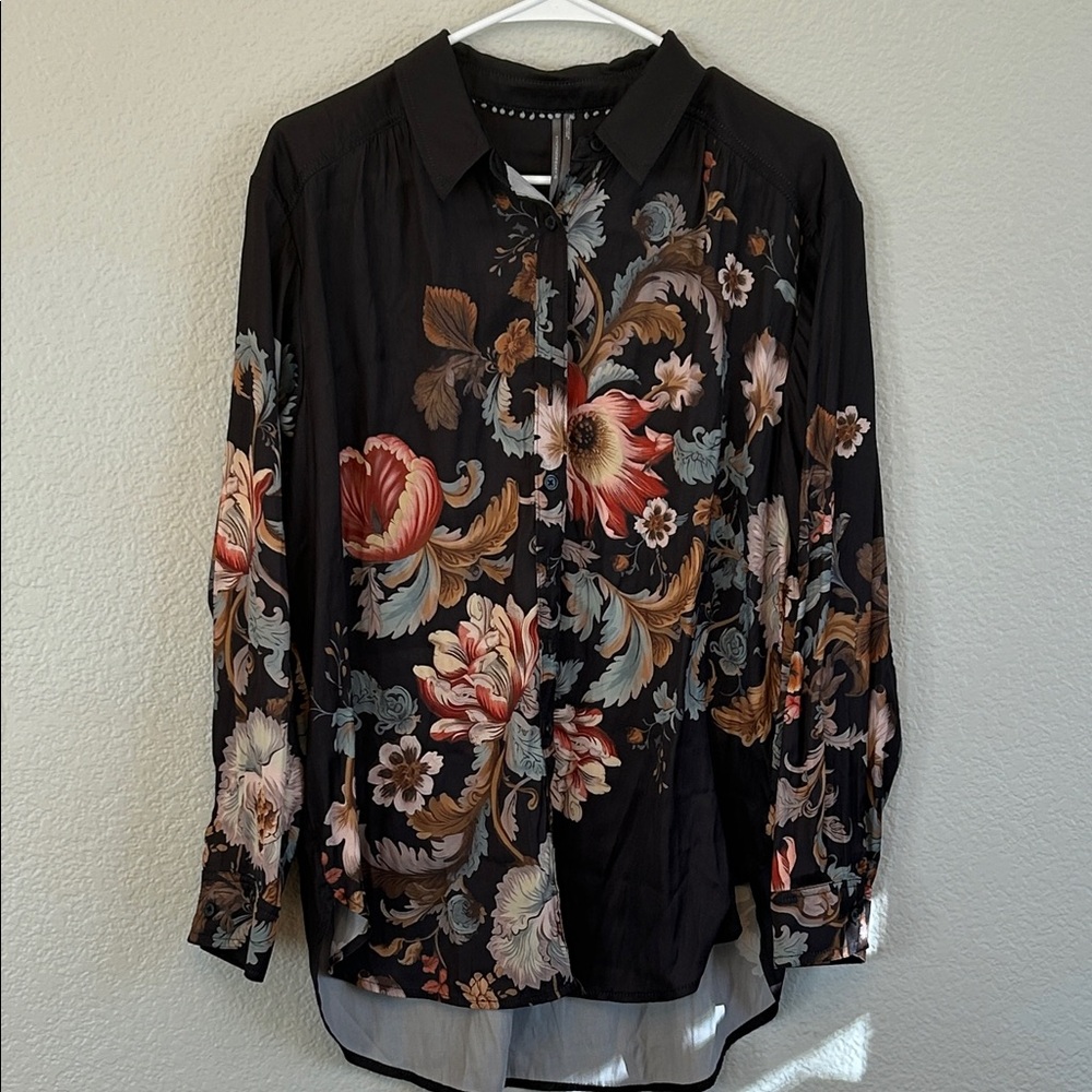 Anthropologie Floral Long Sleeve Blouse